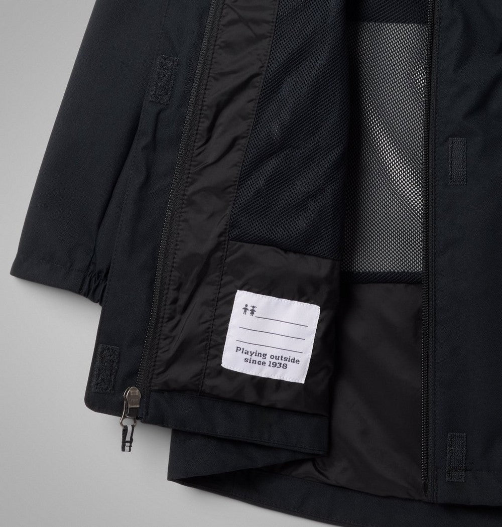 Girls' Long Waterproof Rain Jacket - Black