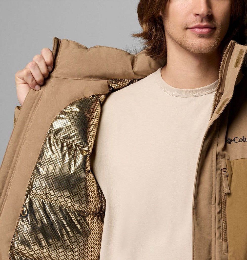 Men's Hooded Insulated Parka - Brown Black