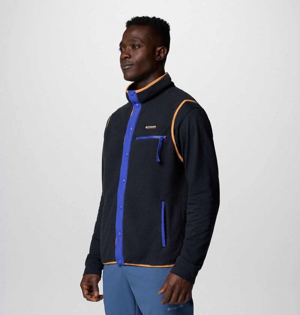 Men's Sherpa Fleece Snap Vest - Black