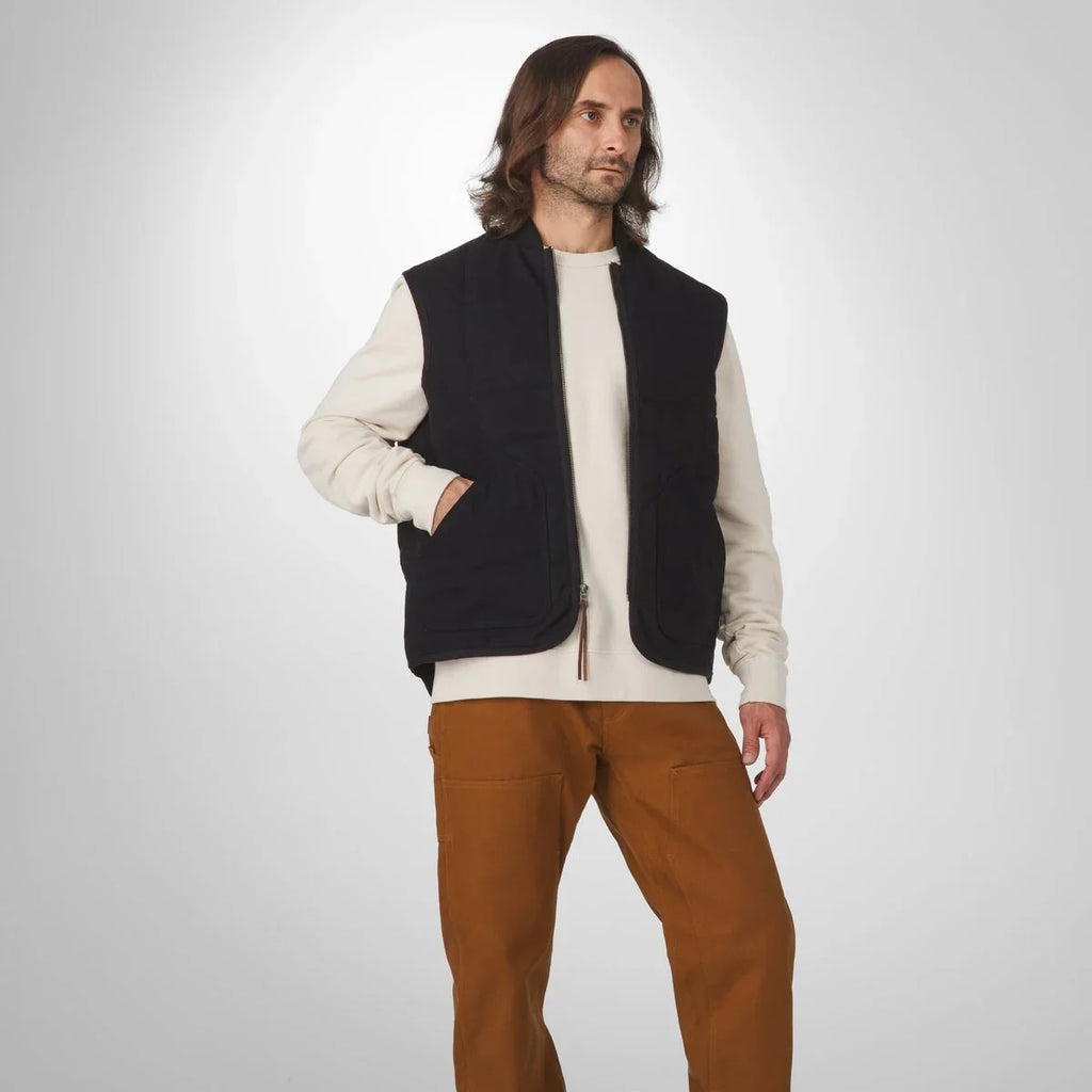 Insulated Cotton Canvas Utility Vest - Black Olive