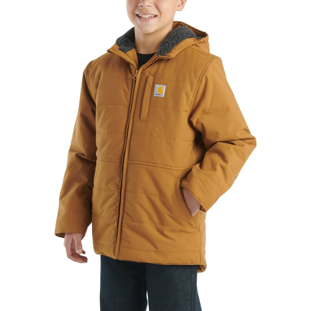 Boys' Insulated Hooded Jacket - Brown