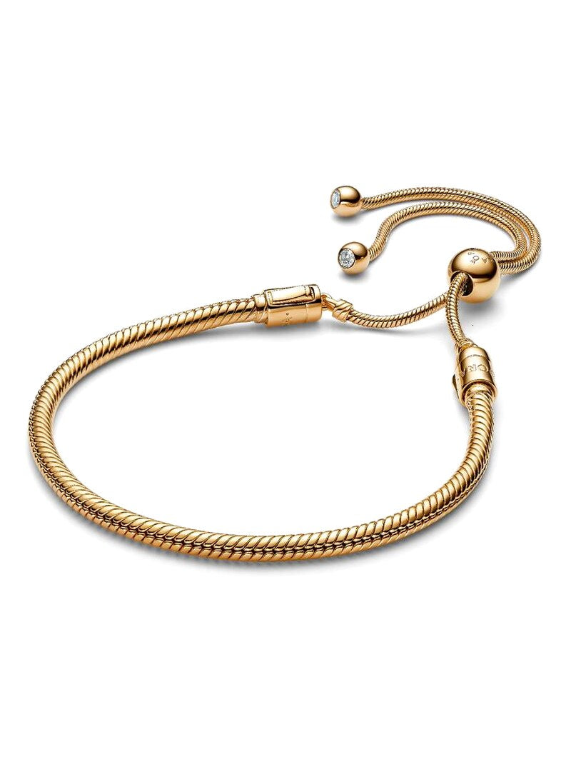 Gold-Plated Adjustable Slider Charm Bracelet