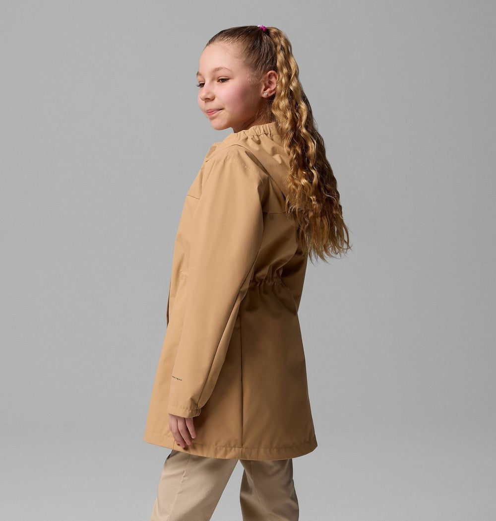 Girls' Long Waterproof Rain Jacket - Black
