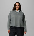 Women's Plus Waffle-Knit Half-Snap Shirt - Gray