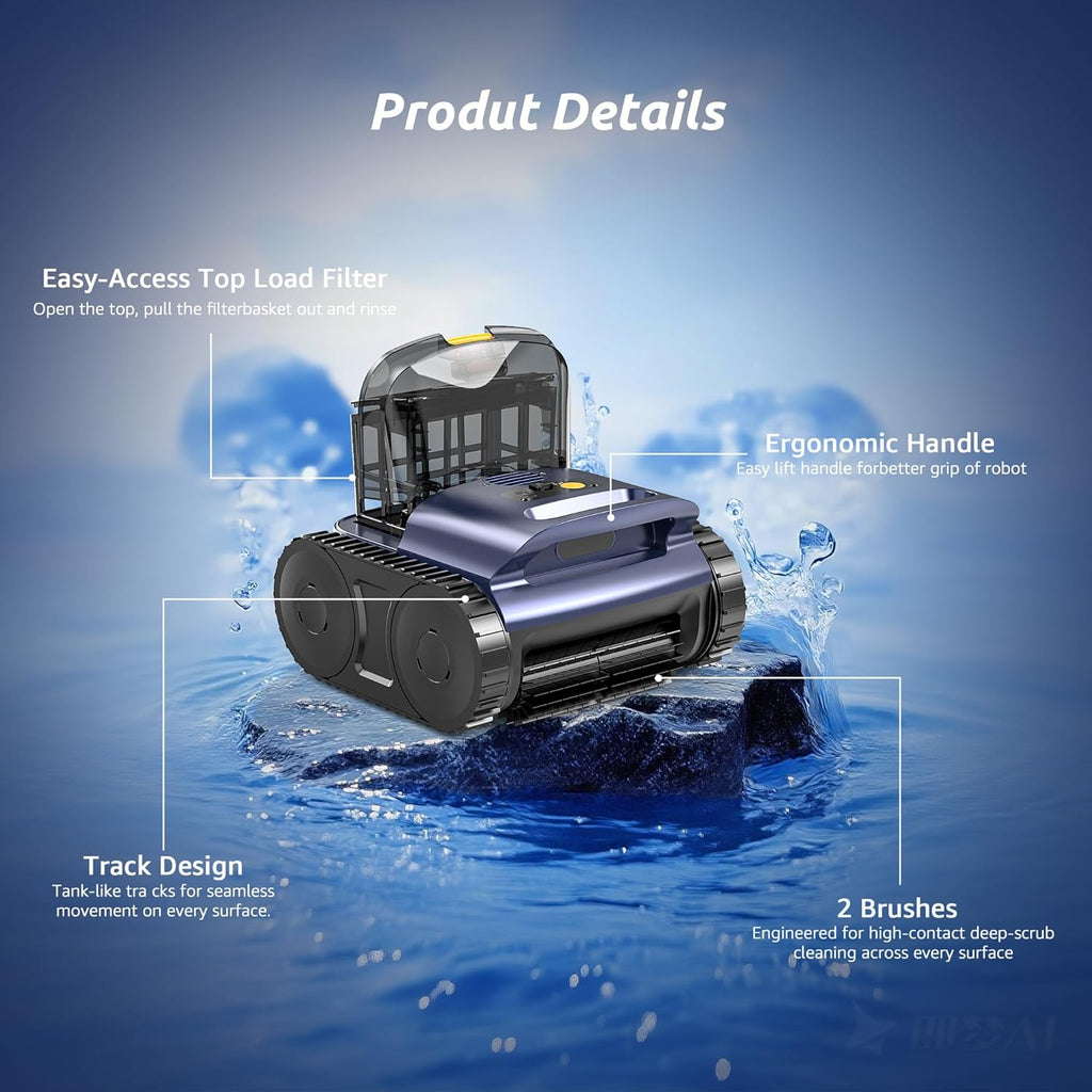 Cordless Robotic Pool Cleaner For Inground Pools, 180 Min, Up To 2150 Sq.ft - SAT25