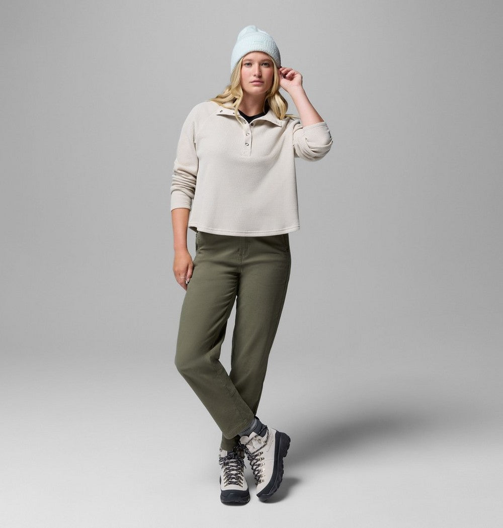 Women's Waffle Knit Half-Snap Shirt - Pink