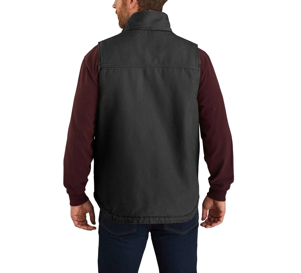 Men's Sherpa-Lined Cotton Canvas Vest - Black