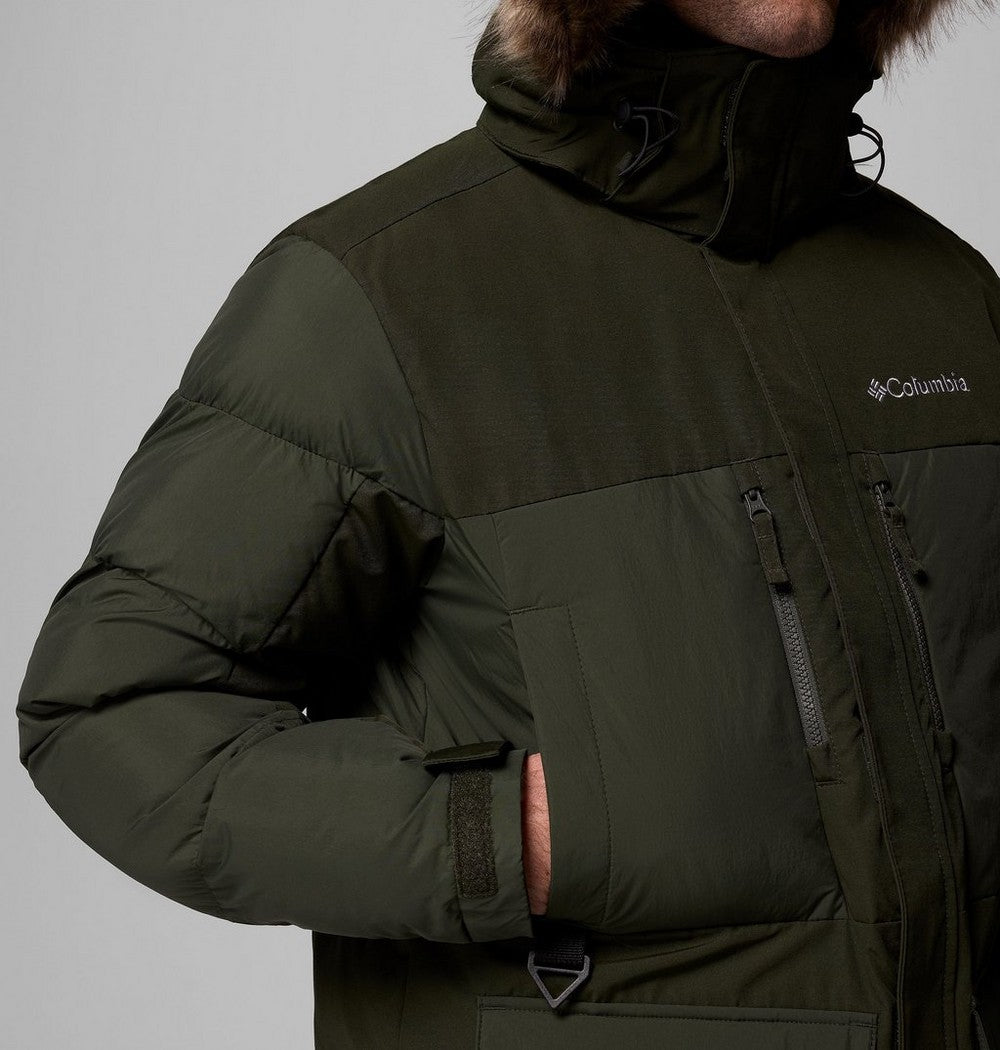 Men's Hooded Insulated Parka - Brown Black