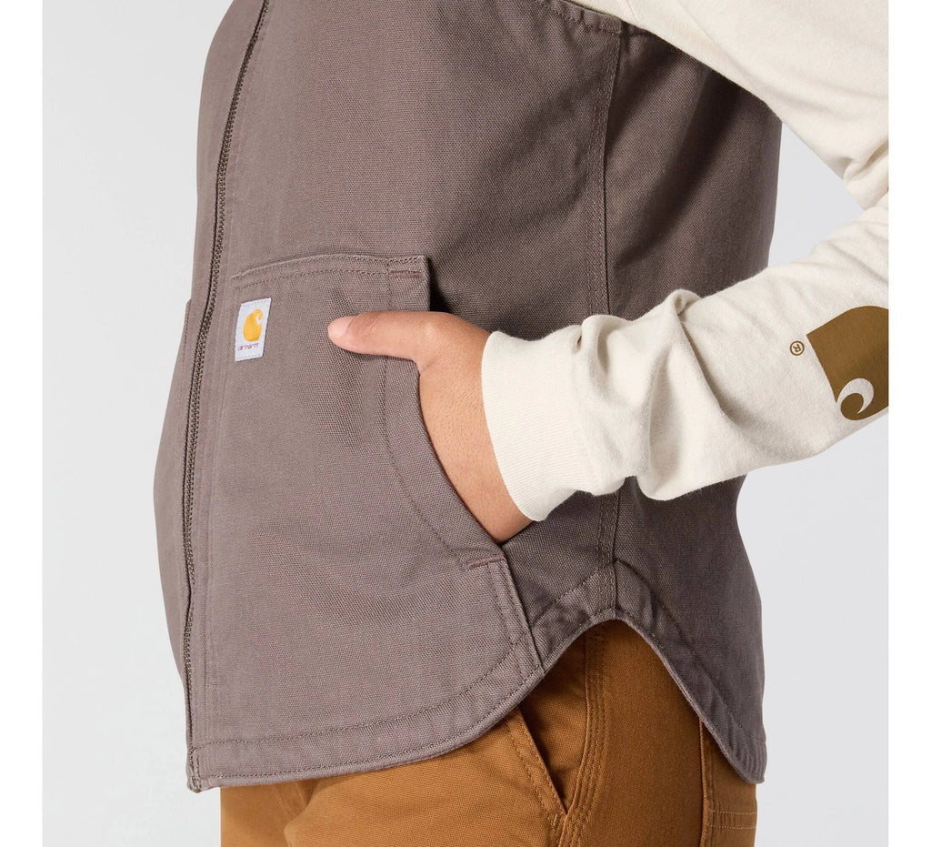 Women's Insulated Hooded Cotton Canvas Vest - Taupe
