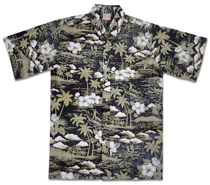 Surfer Reverse (Black) Hawaiian Shirts