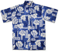 Hibiscus Pareo Reverse (Blue) Hawaiian Shirts