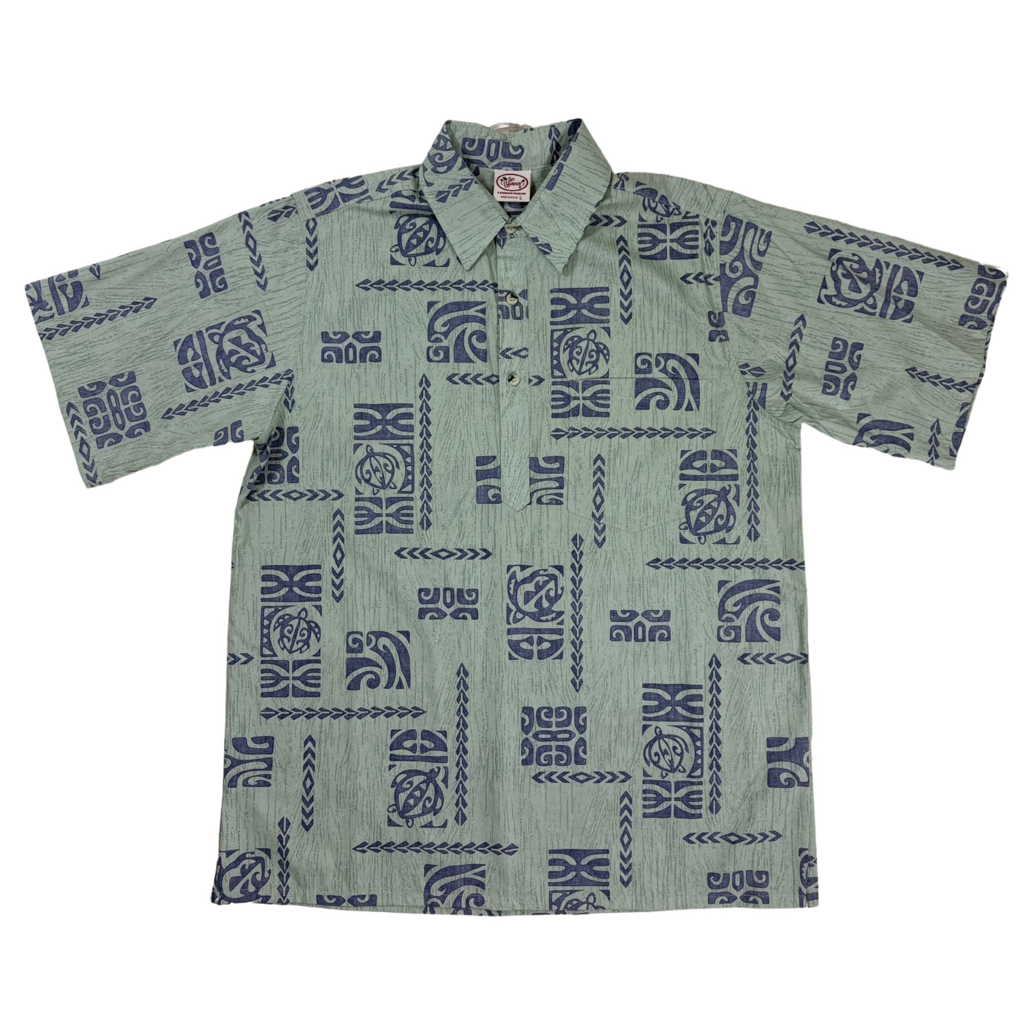 Tribal Honu Reverse (Sage) Hawaiian Shirts