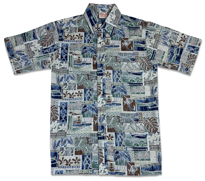 Makau Reverse (Olive) Hawaiian Shirts