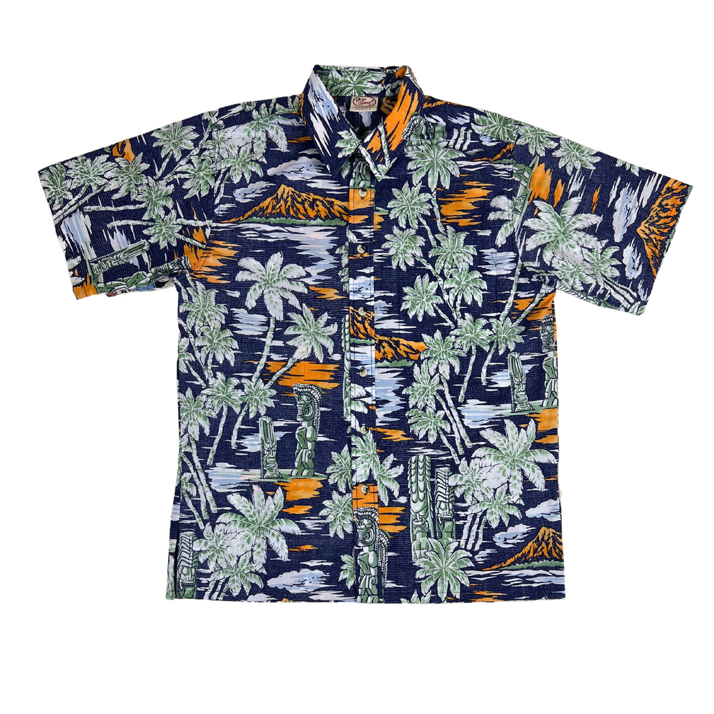 Tiki Sunset Reverse (Navy) Hawaiian Shirts