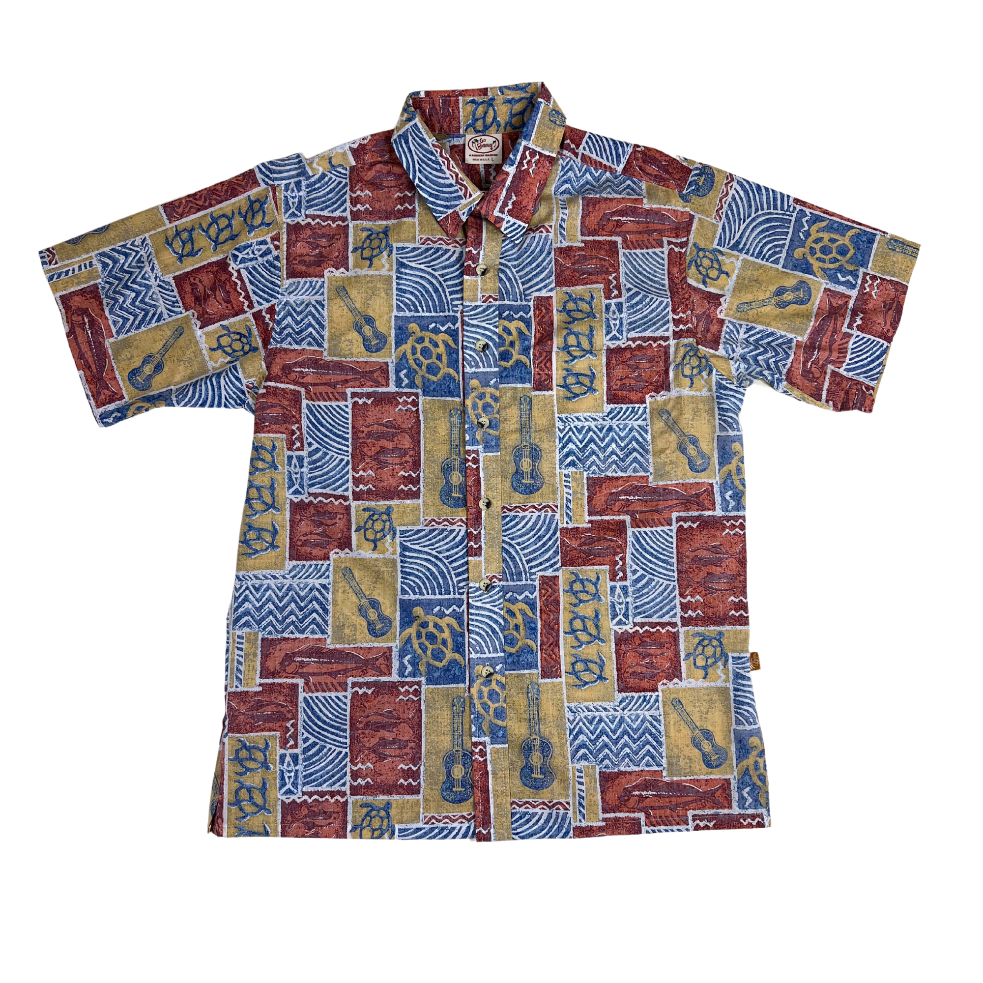 Ukulele Tapa Reverse (Gold) Hawaiian Shirts