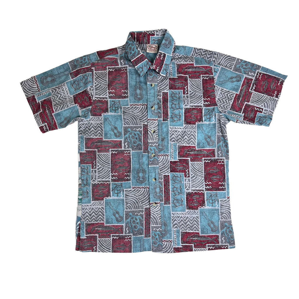 Ukulele Tapa Reverse (Mint) Hawaiian Shirts