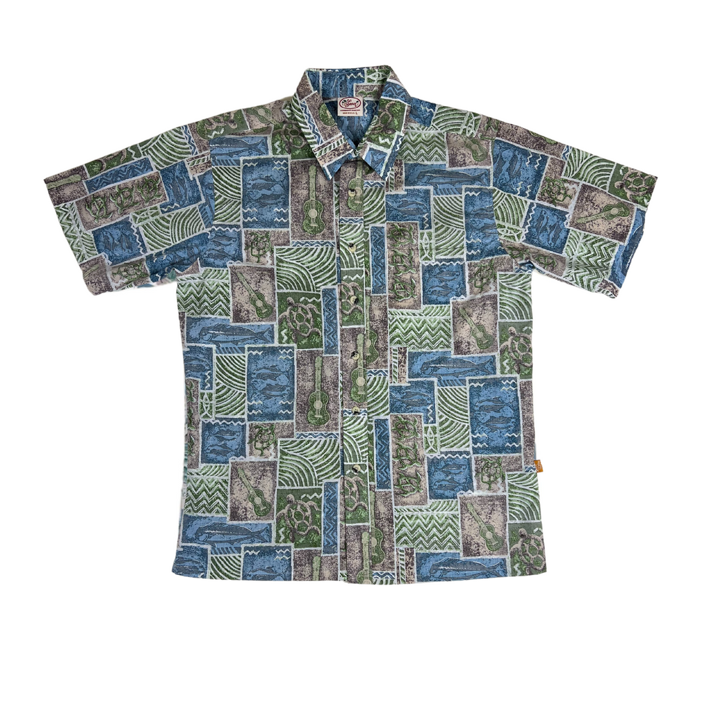 Ukulele Tapa Reverse (Taupe) Hawaiian Shirts