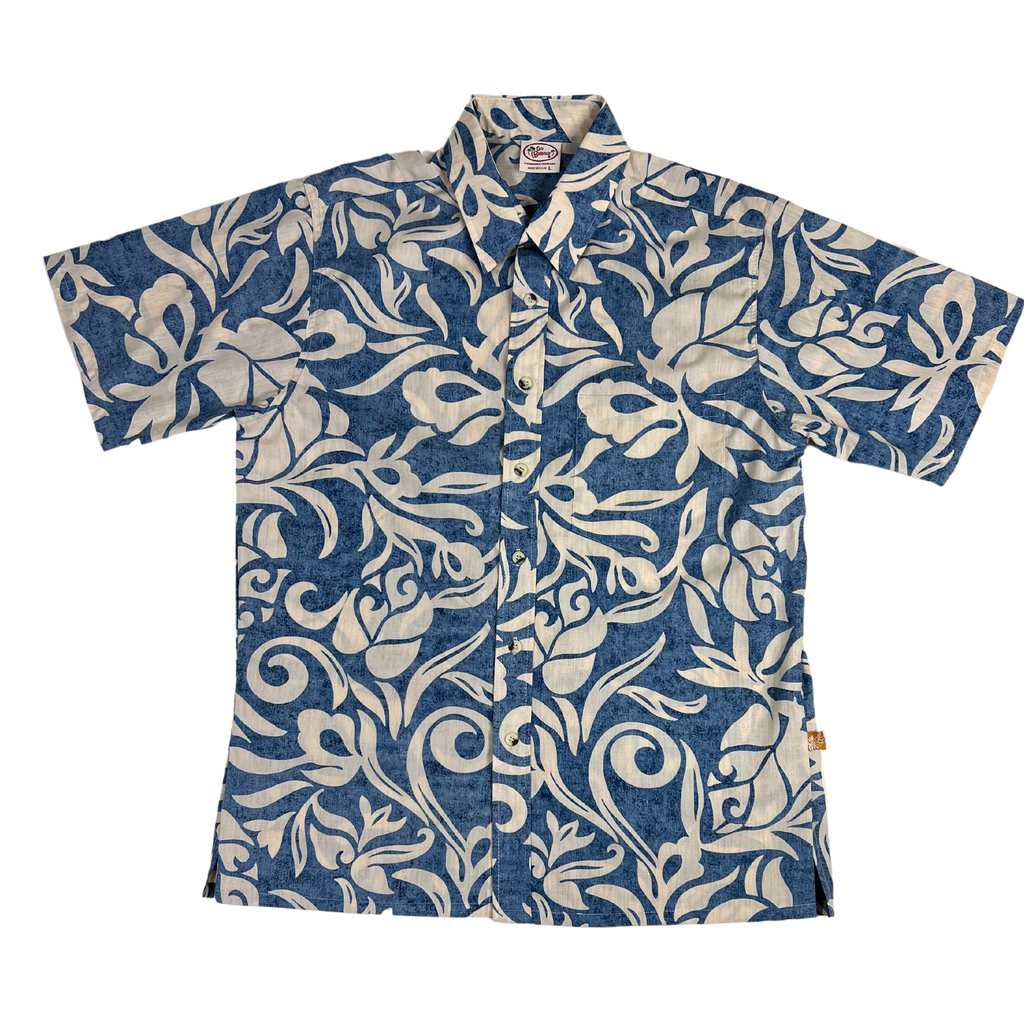 Tahiti Pareo Reverse (Navy) Hawaiian Shirts