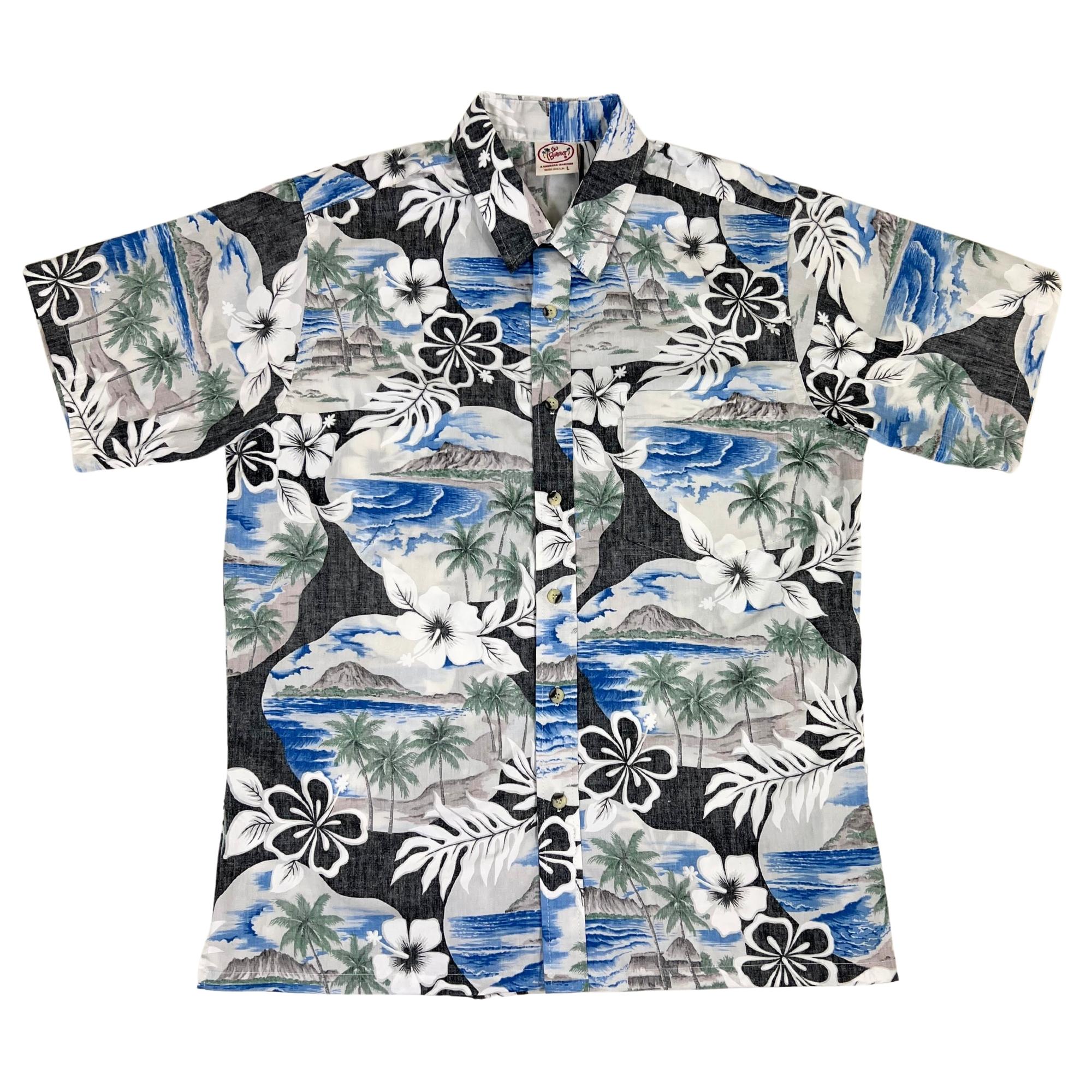 Island Pareo Reverse (Black) Hawaiian Shirts