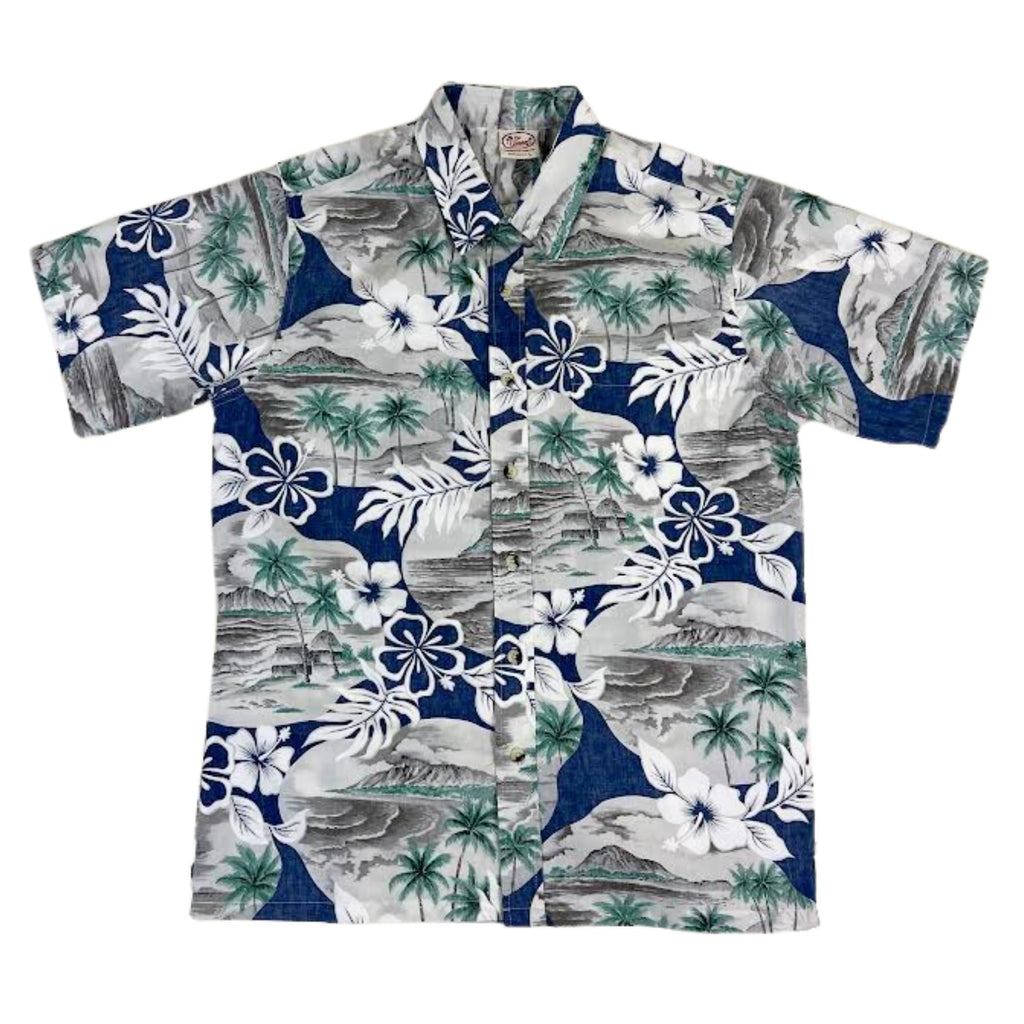 Island Pareo Reverse (Navy) Hawaiian Shirts