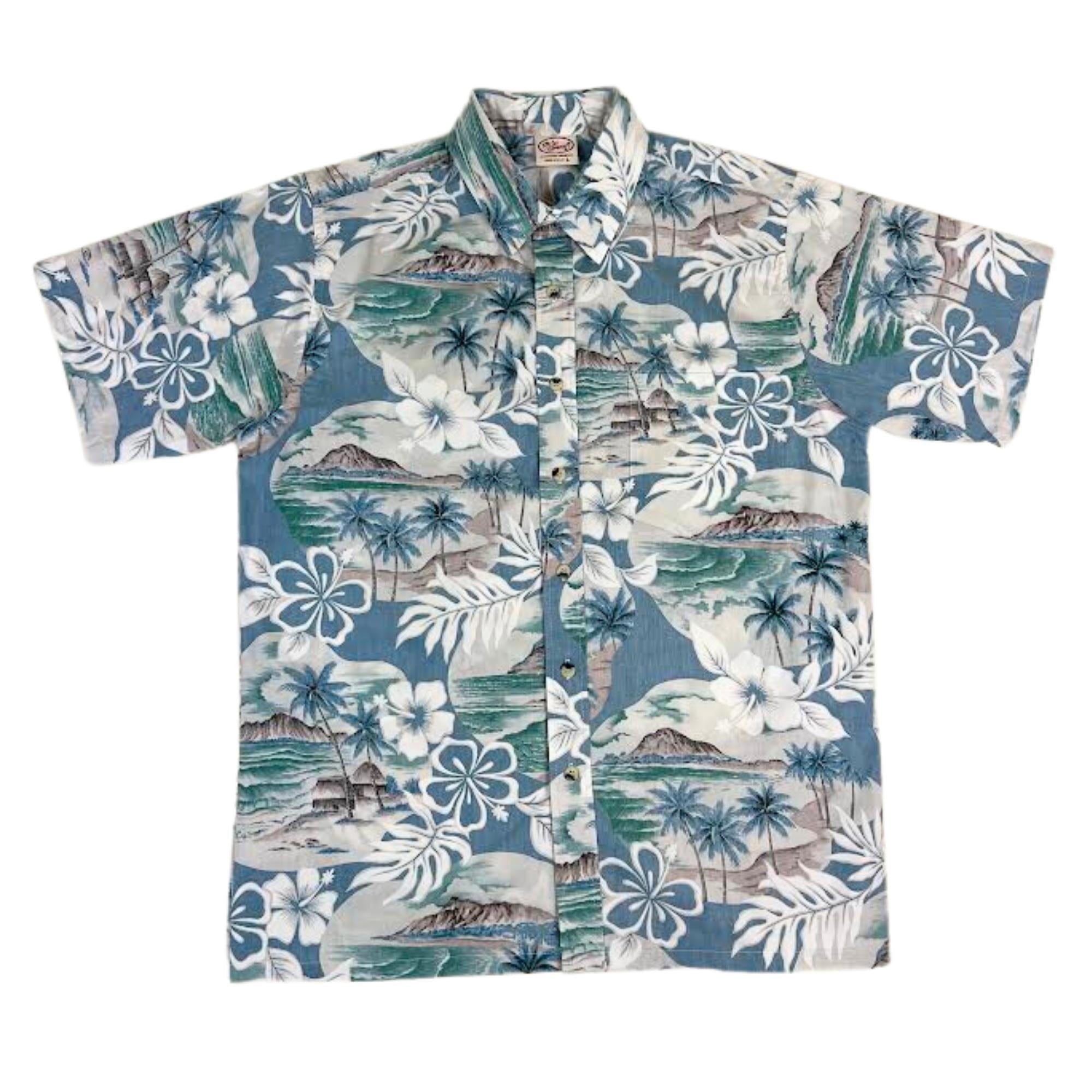 Island Pareo Reverse (Slate) Hawaiian Shirts