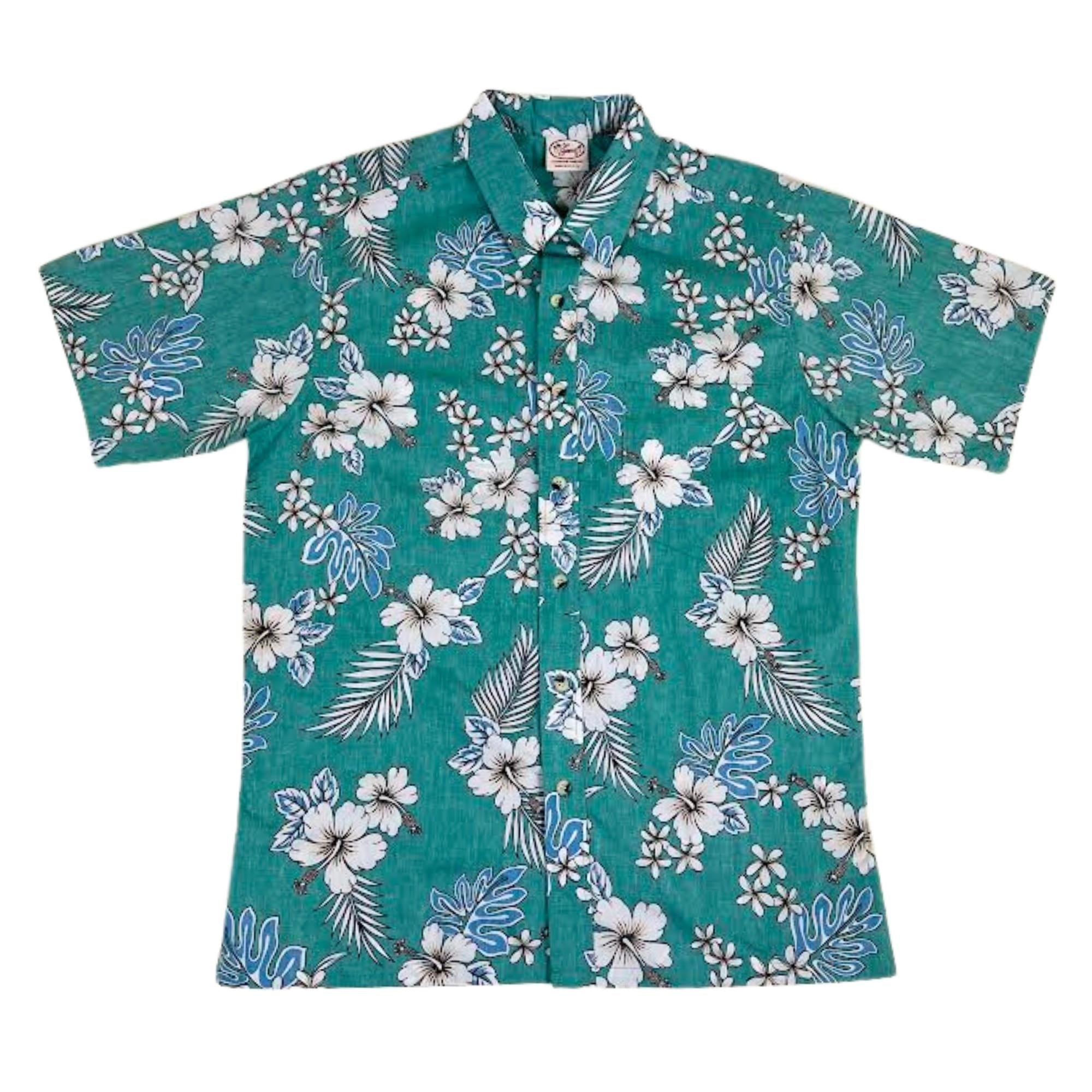 Haole Hibiscus Reverse (Jade) Hawaiian Shirts