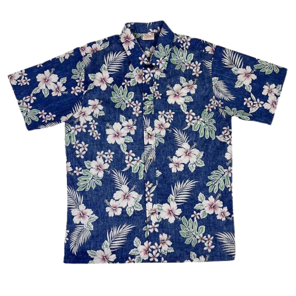 Haole Hibiscus Reverse (Navy) Hawaiian Shirts