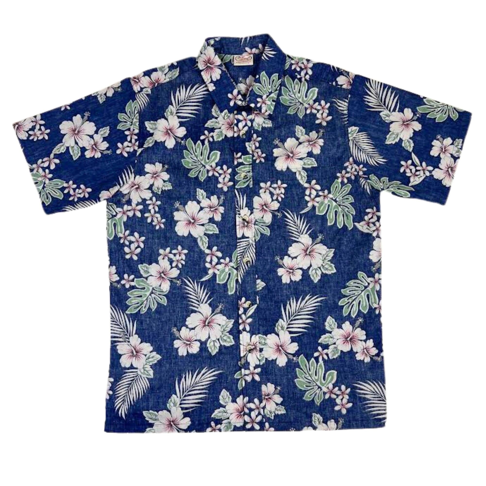 Haole Hibiscus Reverse (Navy) Hawaiian Shirts