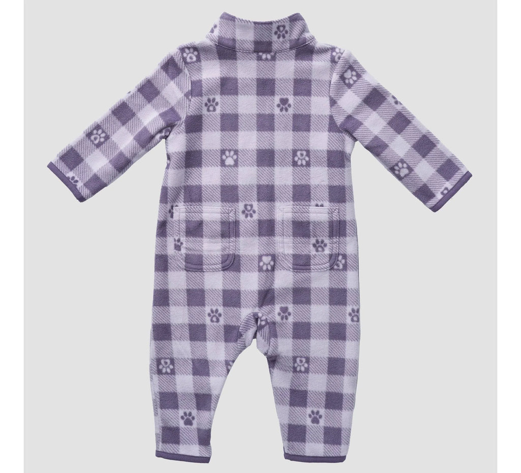 Baby Printed Microfleece Coverall - Lilac