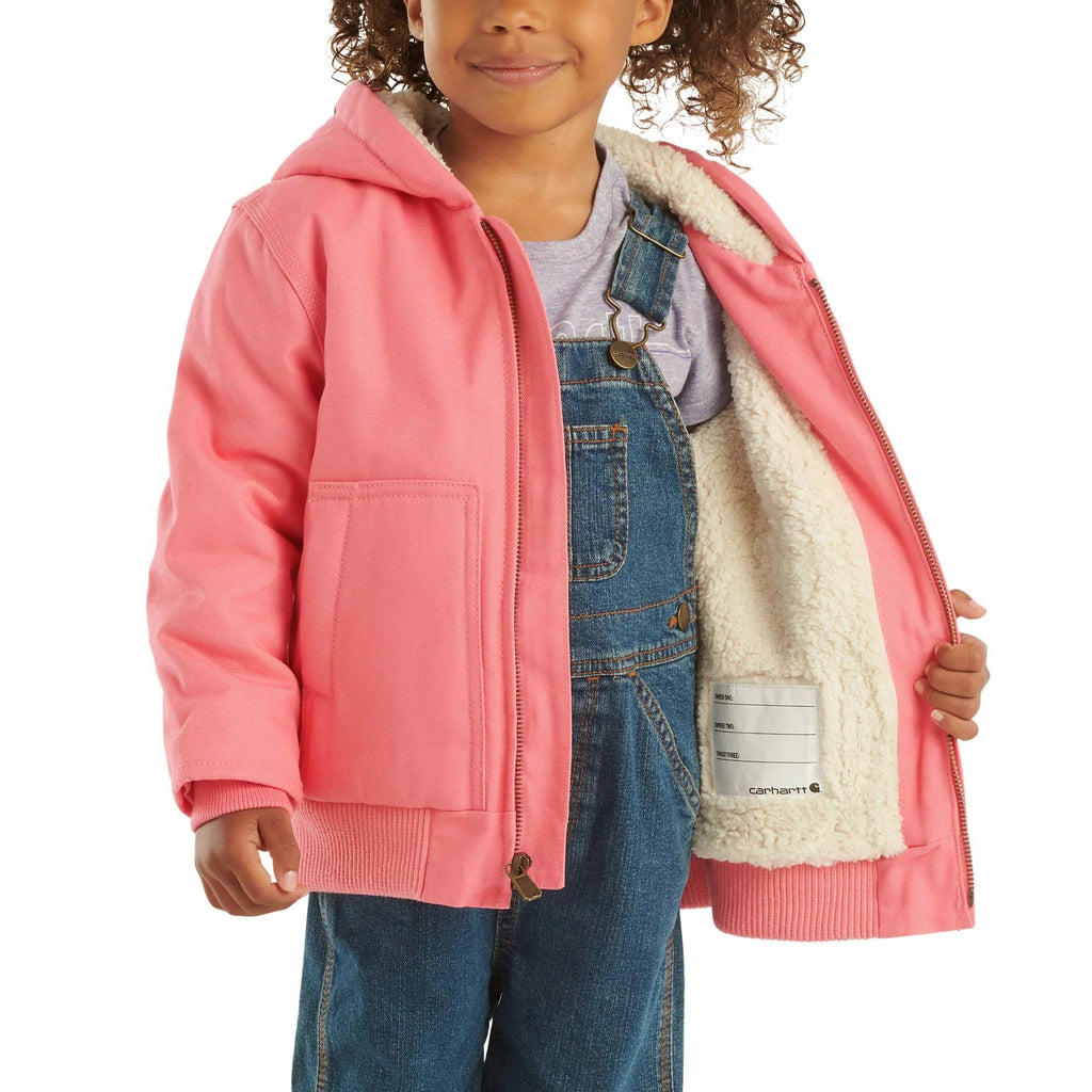 Girls' Insulated Canvas Hooded Jacket - Pink