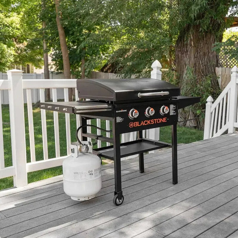 Blackstone 28-Inch 3-Burner Griddle With Hood - XL Flat Top Outdoor Grill Kit