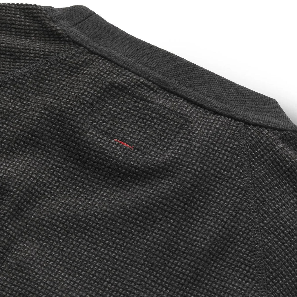 Waffle Knit Long Sleeve Thermal Shirt - Black