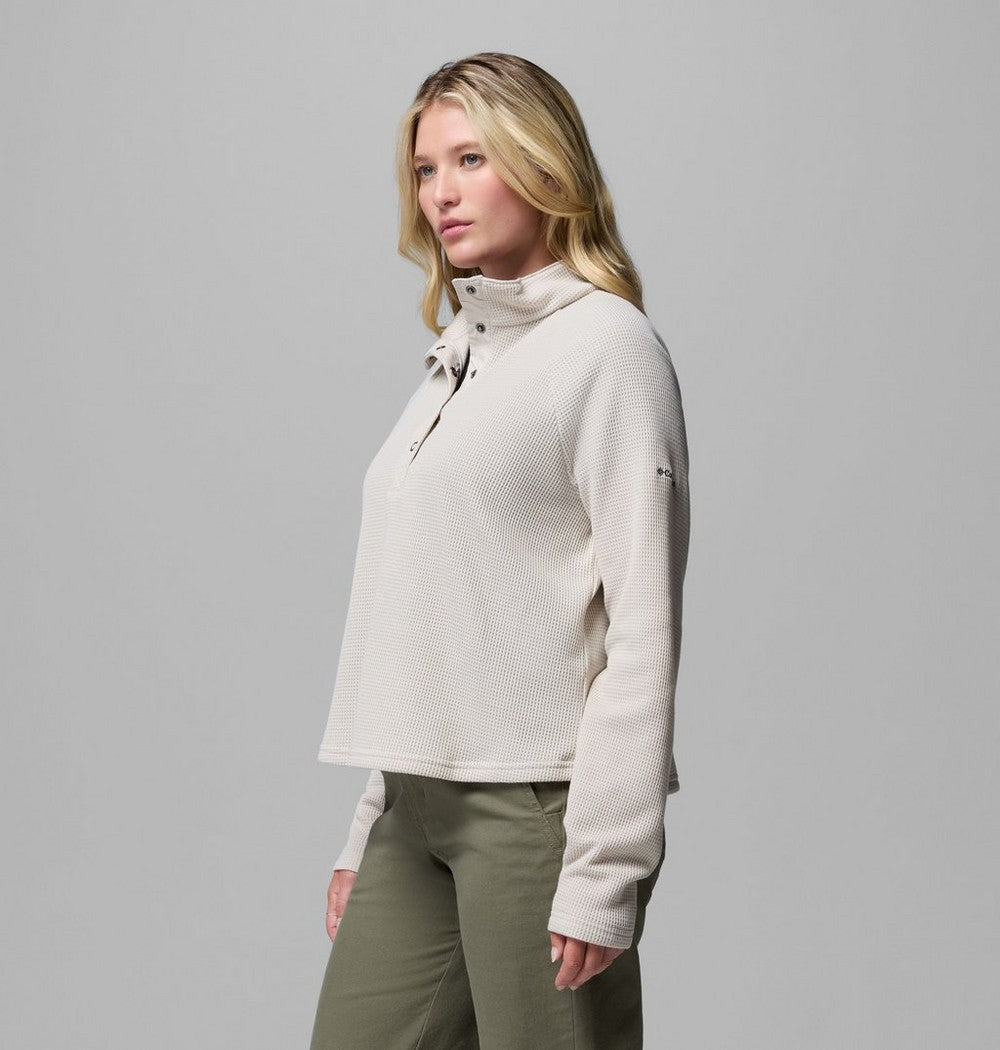 Women's Waffle Knit Half-Snap Shirt - Pink