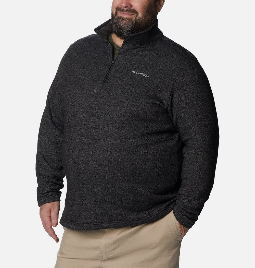 Men's Big Cotton-Blend Half-Zip Pullover - Black