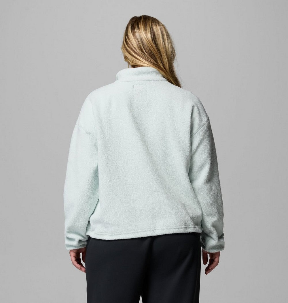 Women's Plus Cropped Sherpa Half-Snap Pullover - Tan