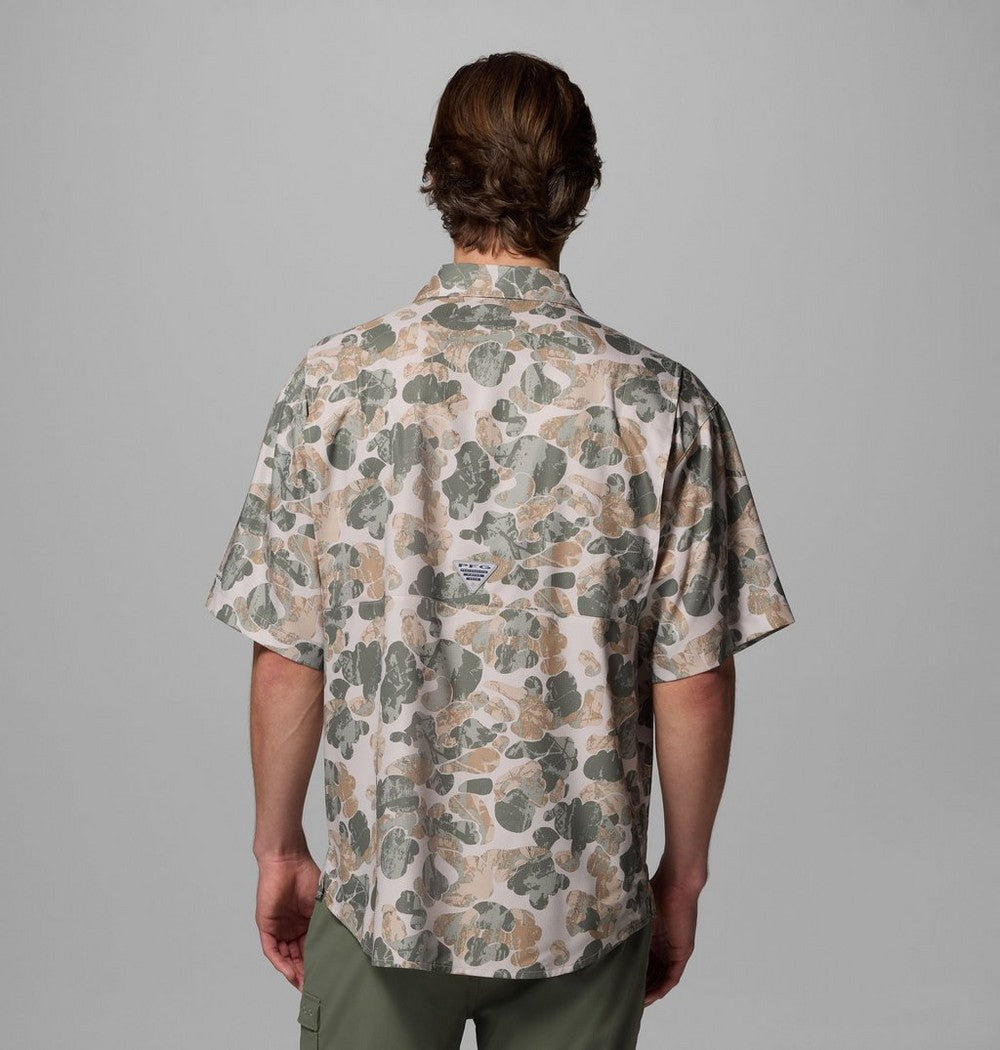 Men's Vented Short-Sleeve Fishing Shirt - Green Gingham