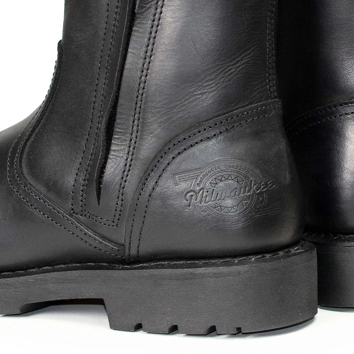 Men's Dual-Zip Motorcycle Boots - Black