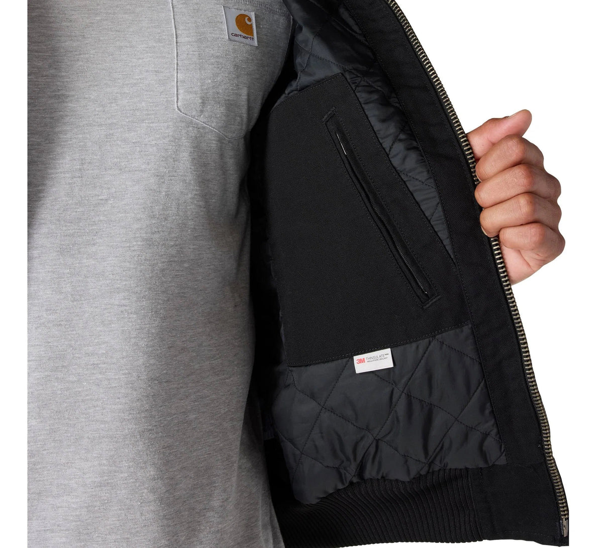 Men's Insulated Hooded Canvas Jacket - Black