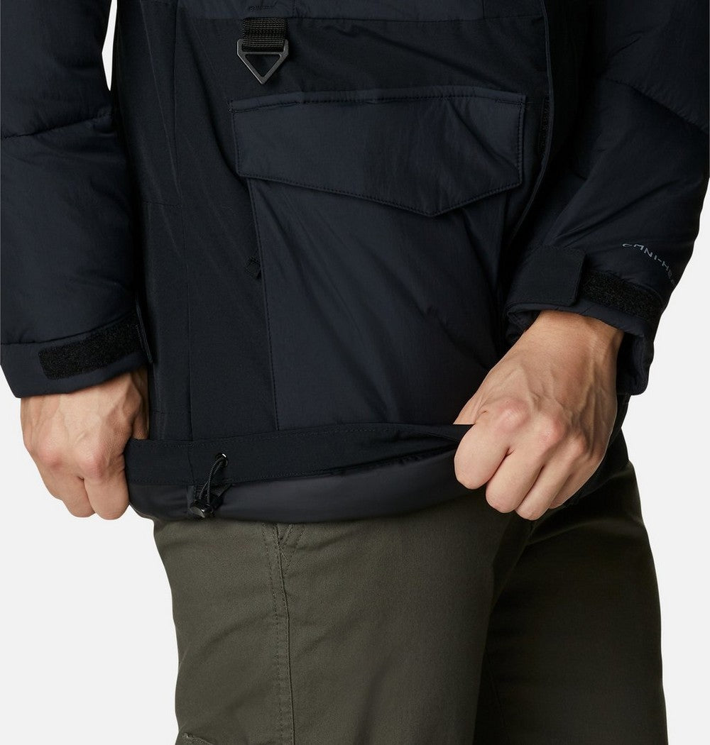 Men's Hooded Insulated Parka - Brown Black