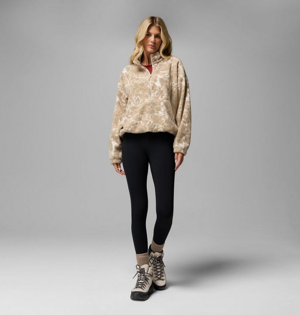 Women's Printed Fleece Half-Zip Pullover - Mauve