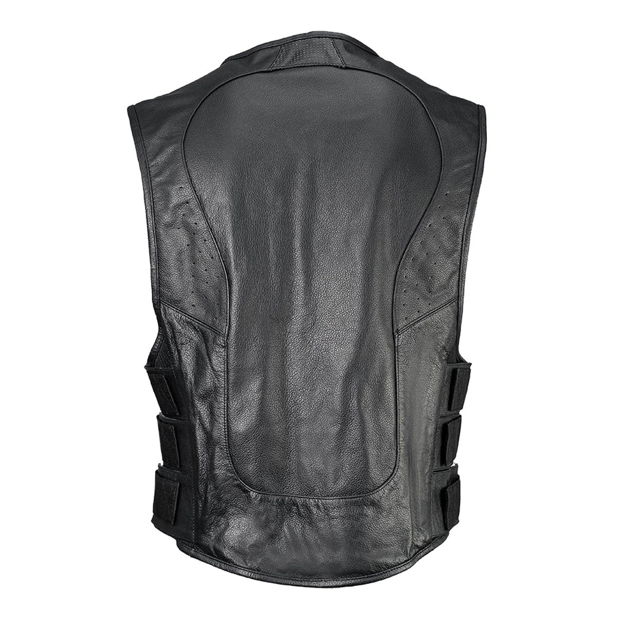 Men's Leather Motorcycle Vest - Black