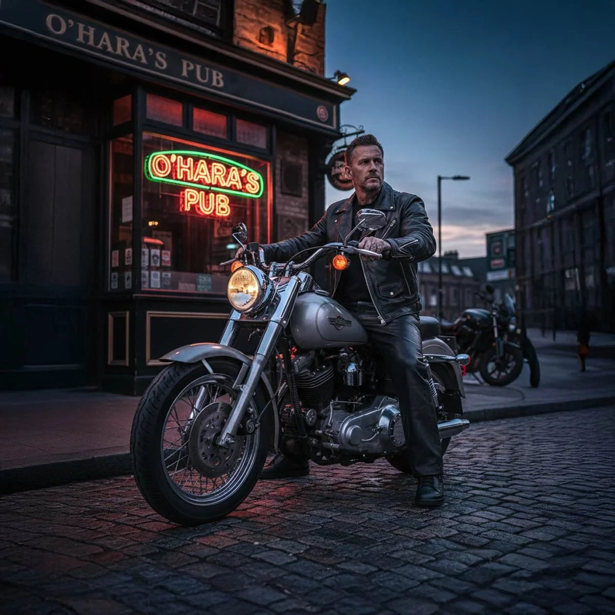 Men's Leather Motorcycle Pants - Black