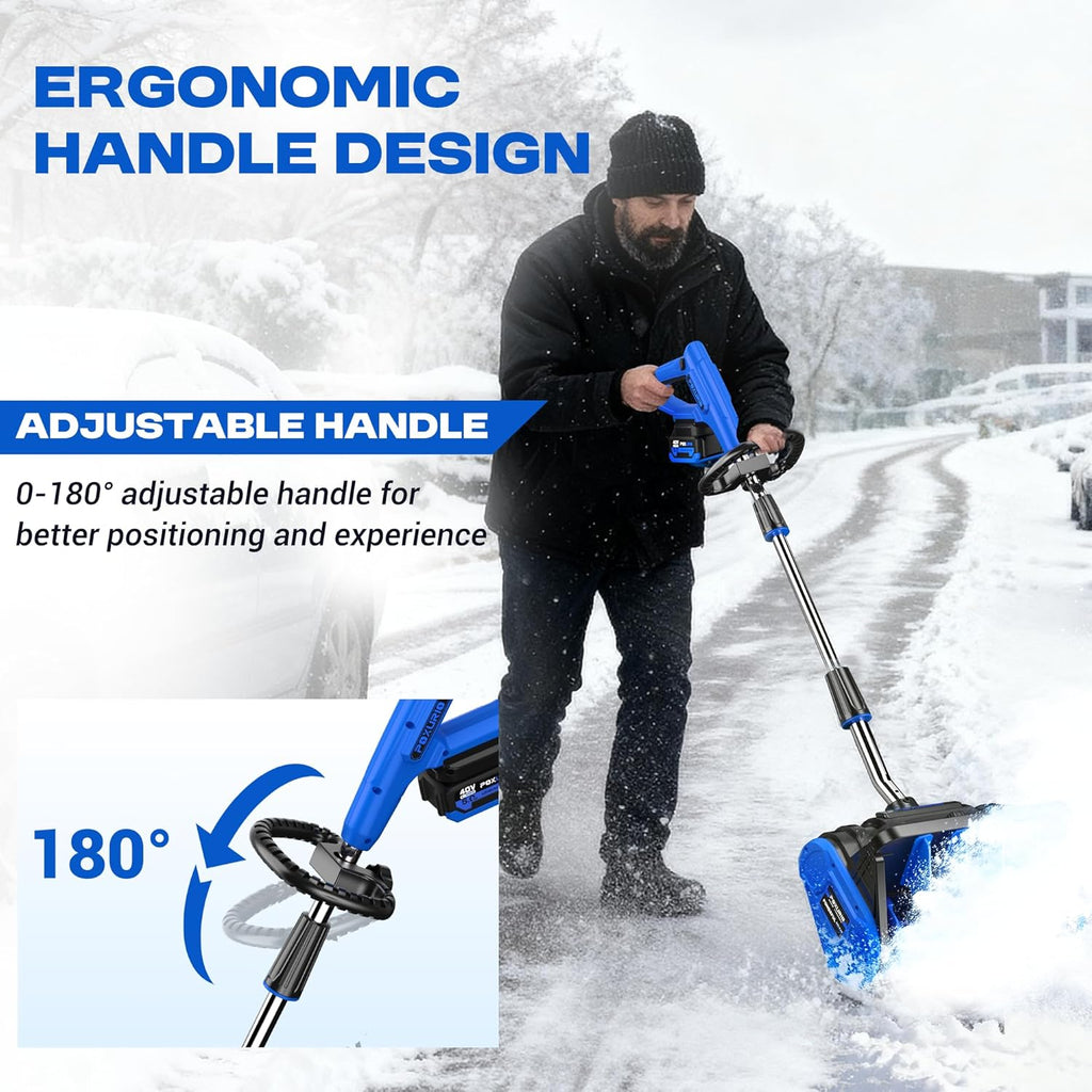 POXURIO 40V Cordless Snow Shovel, 13 Inch Width, 6 Inch Depth, 2 x 4.0Ah Batteries