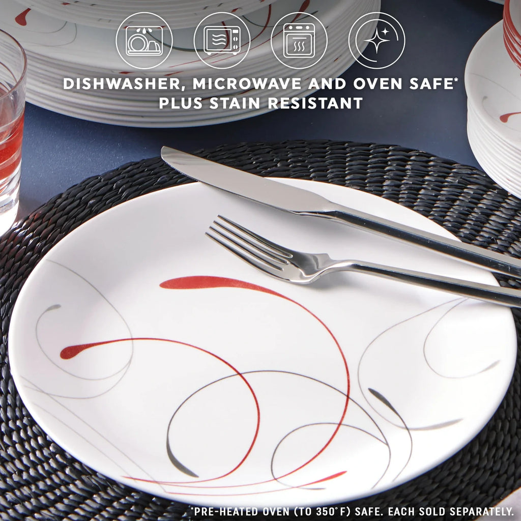 10.5-Inch Glass Dinner Plates, Set of 6 - Red Gray