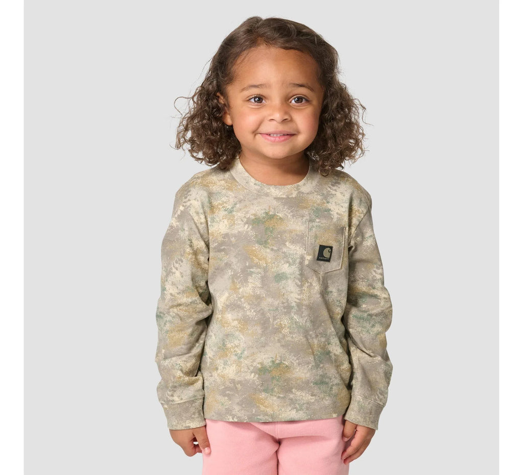 Girls' Long-Sleeve Camo Pocket T-Shirt