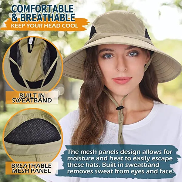 Sun Hat For Men/Women, Waterproof Wide Brim Bucket Hat Foldable Boonie Hat For Fishing Hiking Garden Safari Beach Upf 50/Waterproof