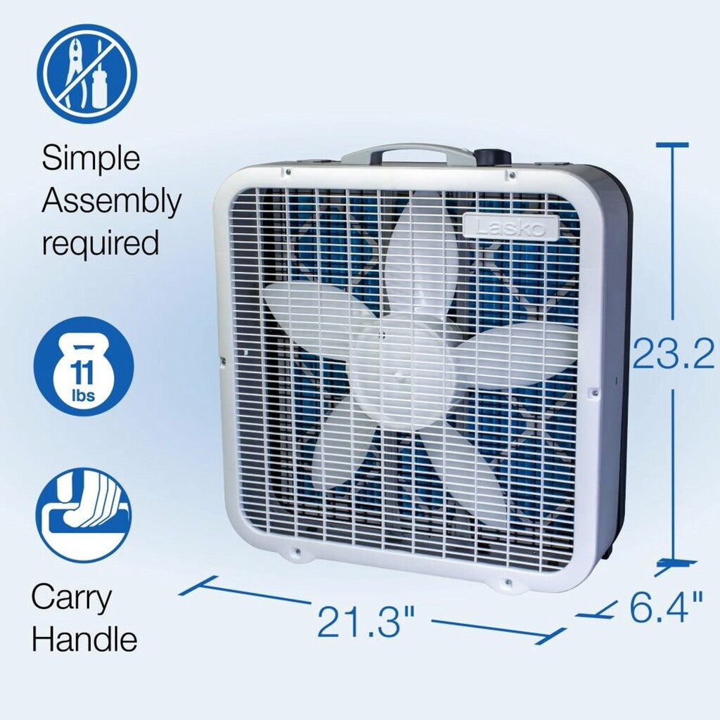 Lasko Air Flex 2-in-1 20-Inch Box Fan And Air Purifier, 3 Speeds, White - FF305