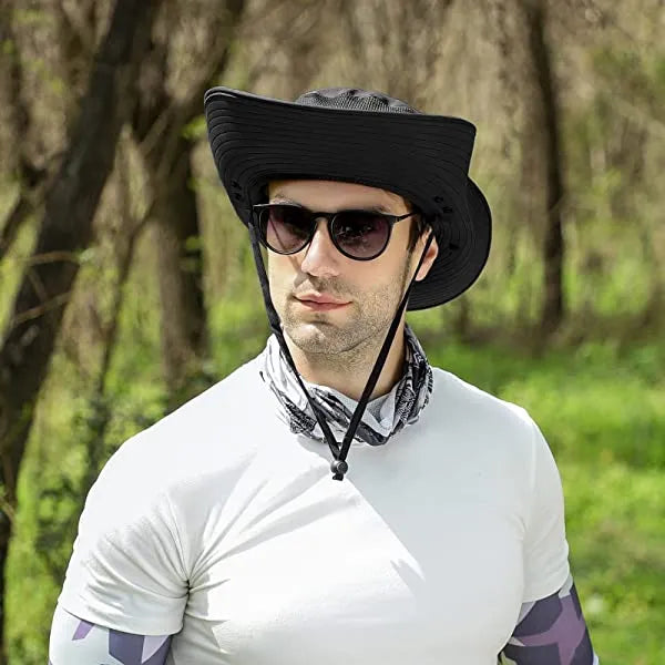 Upf 50+ Sun Fishing Hat For Men Women Wide Brim Hat With Detachable Face Cover & Neck Flap Khaki