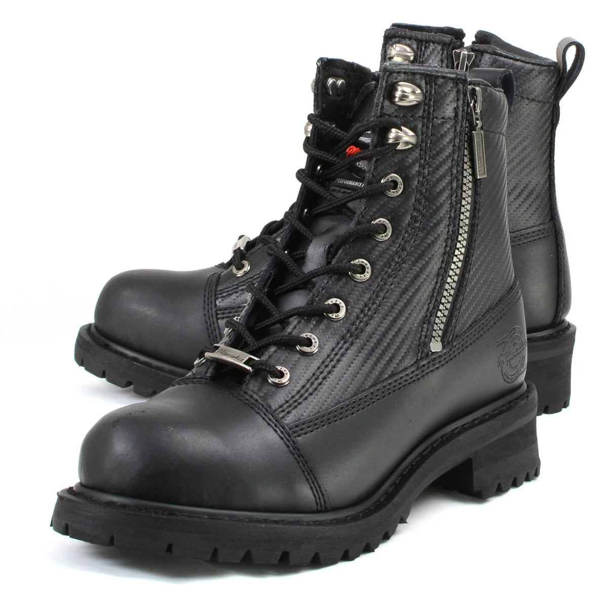 Men's Leather Motorcycle Boots - Black