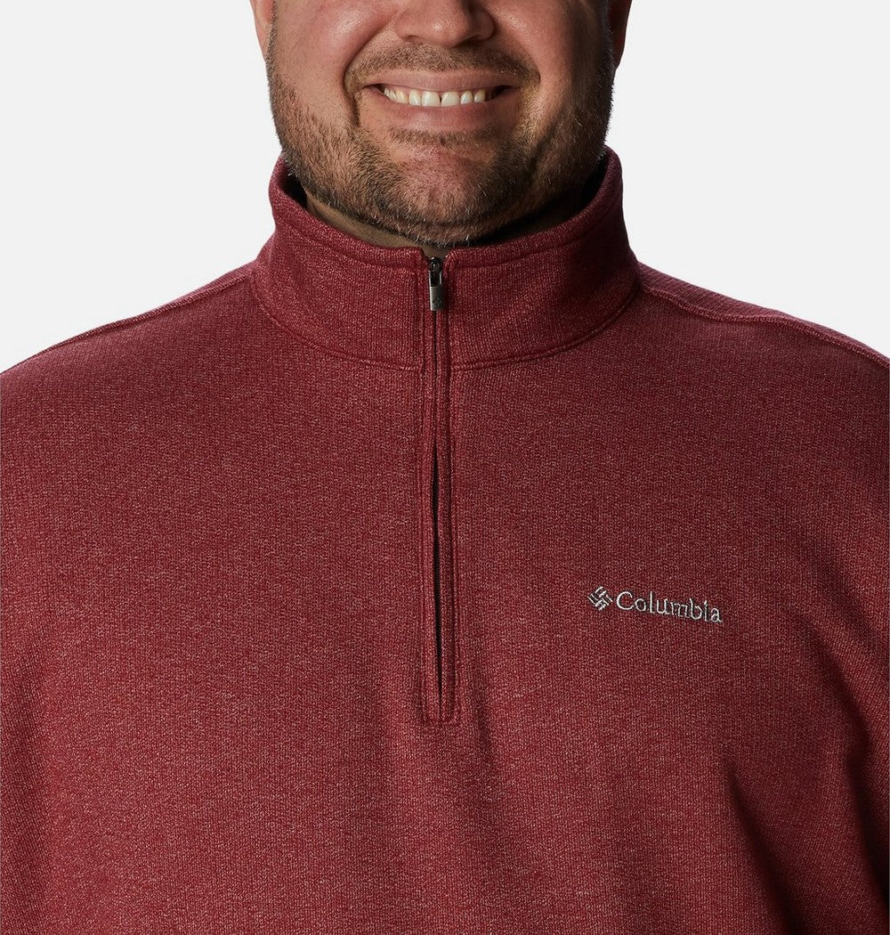 Men's Big Cotton-Blend Half-Zip Pullover - Black